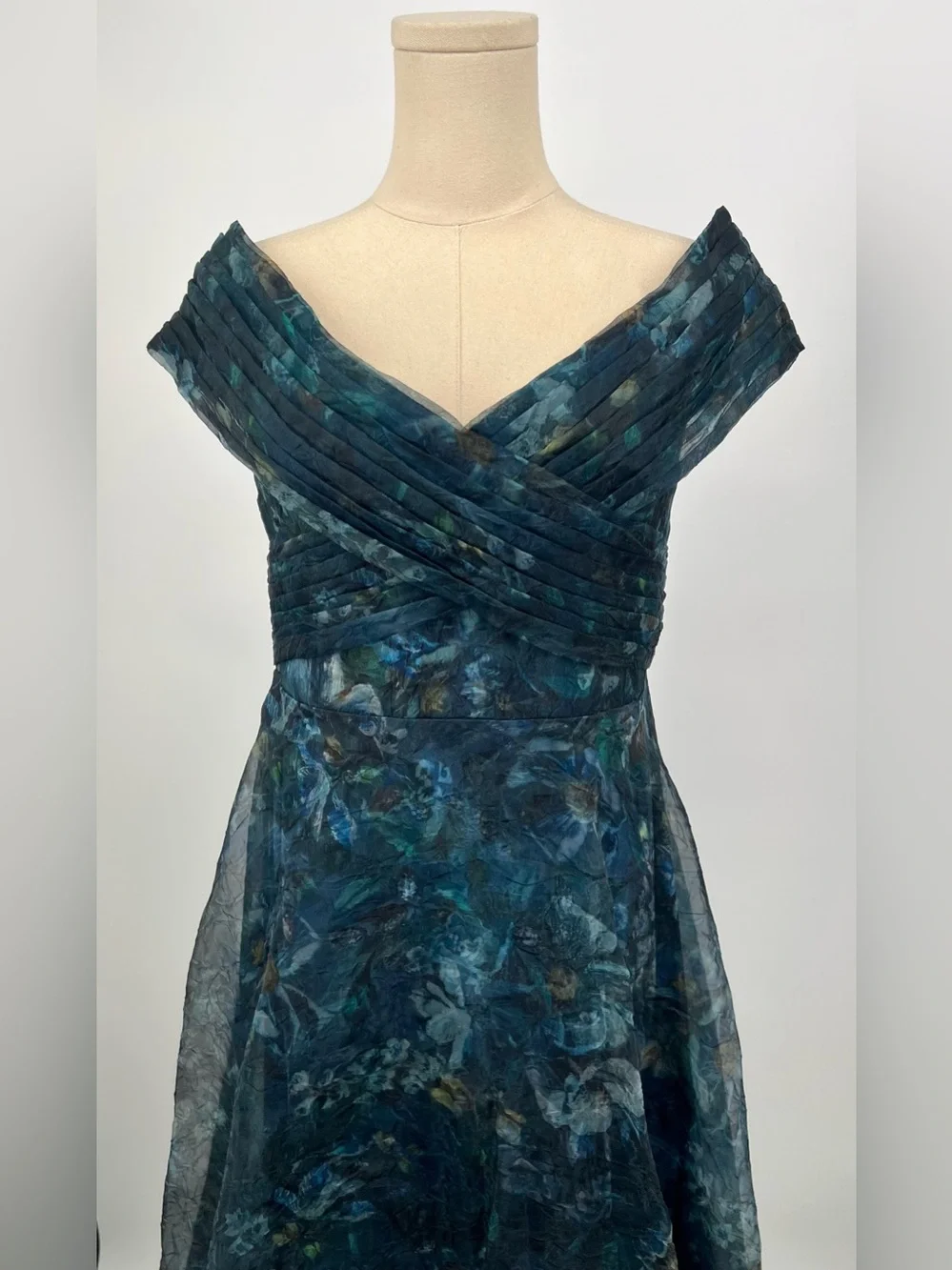 THEIA Auden Off Shoulder Midi Dress | 8 NWT Alfresco Floral - Picture 7 of 15